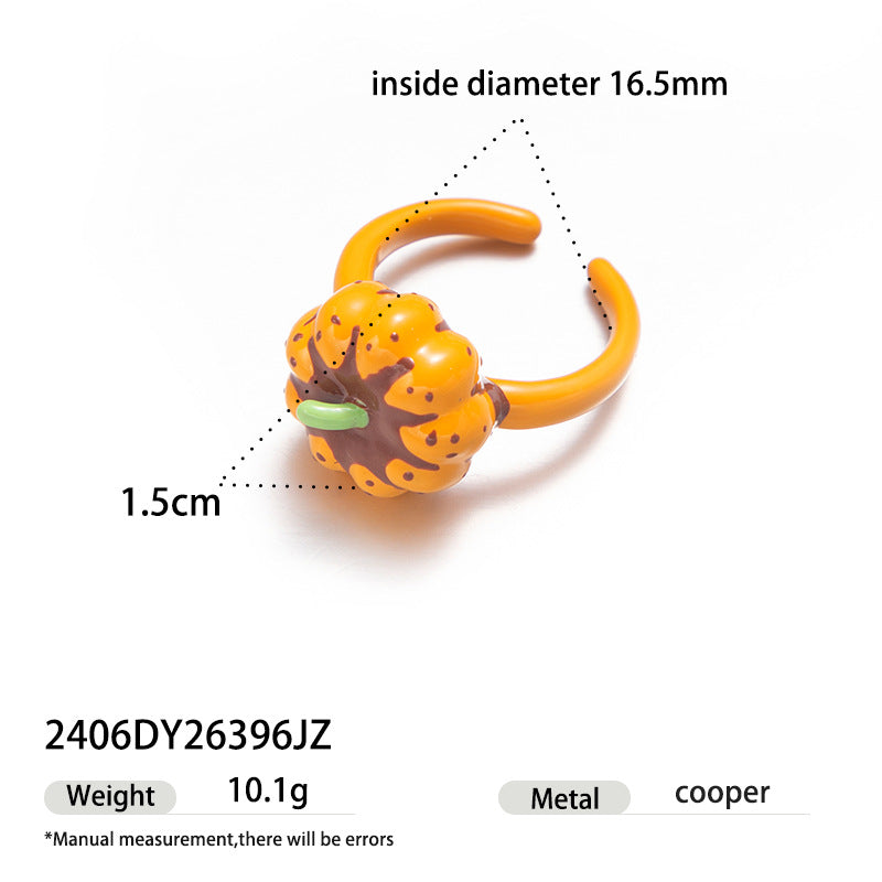 Creative Pumpkin Shape Enamel Open Ring 6W6JRG252