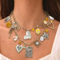 Boho-Style Double Layer Heart Pendant Necklace 6W6JNC619