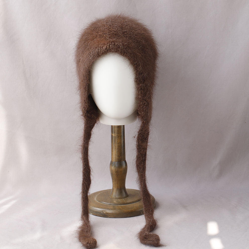 Soft Fuzzy Earflap Knit Hat Chin Ties 6W6HAT705