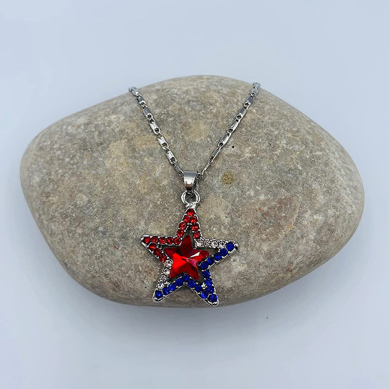 Fashion Star Pendant Zirconia Hollow Chain Necklace 8ZA6JNC292L