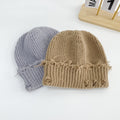 Solid Color Distressed Ripped Knit Beanie 6W6HAT664