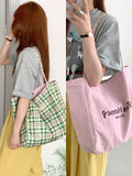 Color Block Plaid Reversible Shoulder Bag MK2BLW6W10BBG570
