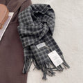 Vintgae Plaid Cashmere-Feel Taseel Warm Scarf 6W6NSC66