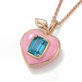 Cute Pink Peach Heart Pendant Locket Necklace 6W6JNC413L