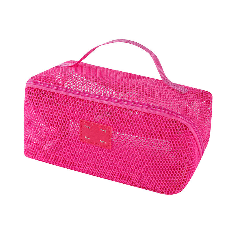 Simple Solid Color Mesh Hollow Makeup Bag MK2BW6S10BOB105