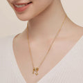Elegant Gold Plated Rhinestones Clover Pendant Necklace 6W6JNC685