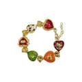 Vinatge Enamel Drip Colorful Heart Charm Bracelet 6W6JBR368