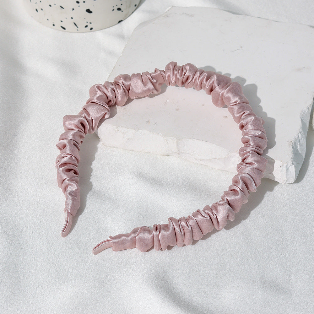 Minimalist Ruched Solid Color Mulberry Silk Headband 6W6HBD372