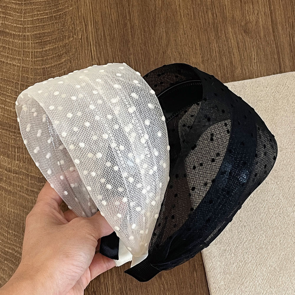 Elegant Polka Dots Lace Mesh Wide Headband 6W6HBD292