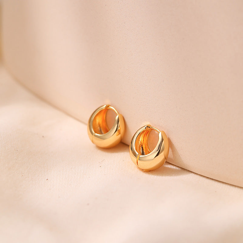 Vintage Simple Small Chunky Gold Hoop Earrings DPJE1226