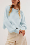 Solid Round Neck Sweater - DippedShop Wholesale - #0915