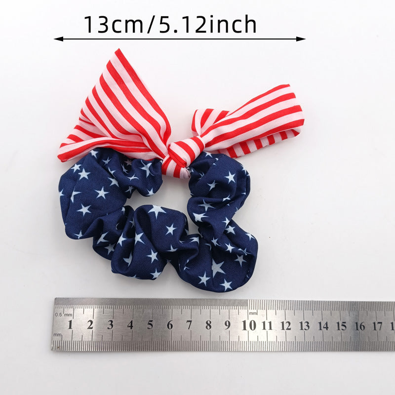 Cute Red Striped Bowknot Scrunchies Hair Tie 8BK6HSR22L