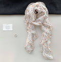 Sweet Floral Print Ruffled Silk Scarf 6W6NSI186