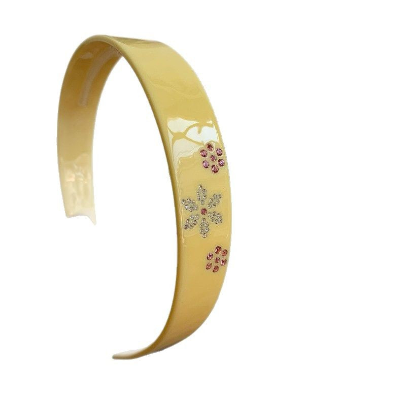 Fashion Solid Color Floral Rhinestones Acetate Headband MK2SPM6W6HBD42