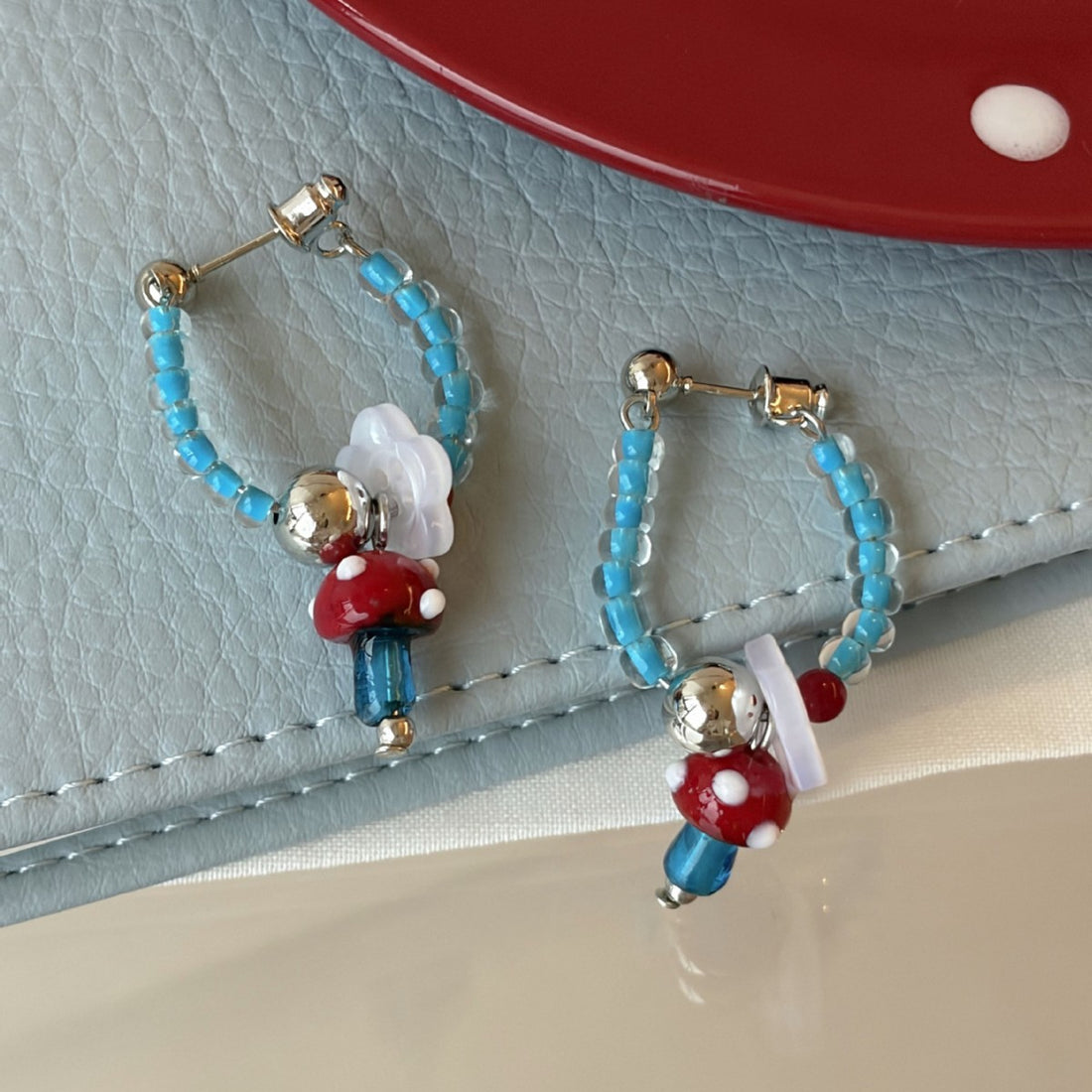Mushroom Beaded Chain Earrings - DippedShop Wholesale - #1491