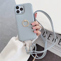 Solid Color Faux Leather Crossbody Wallet iPhone Case 6Z13HPC200