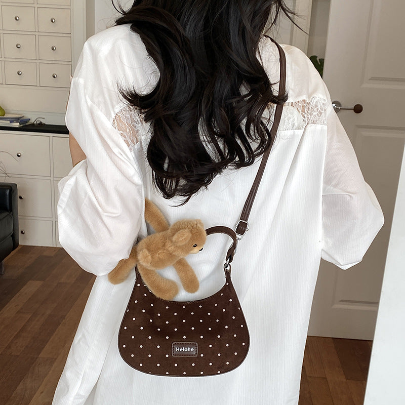Sweet Plush Bear Charm Polka Dot  Shoulder Bag 6W10BBG2478
