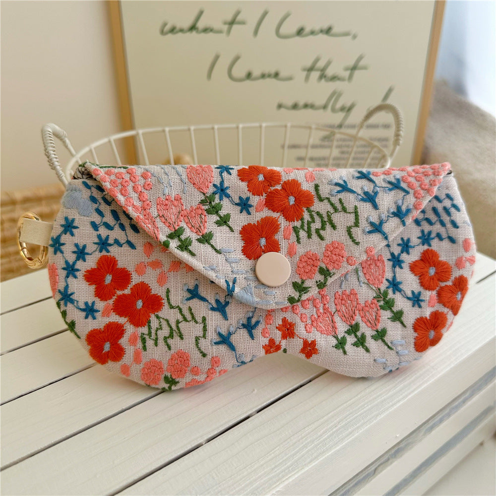 Stylish Floral Embroidery Envelope Style Sunglasses Case MK2BLC6S13HSY75