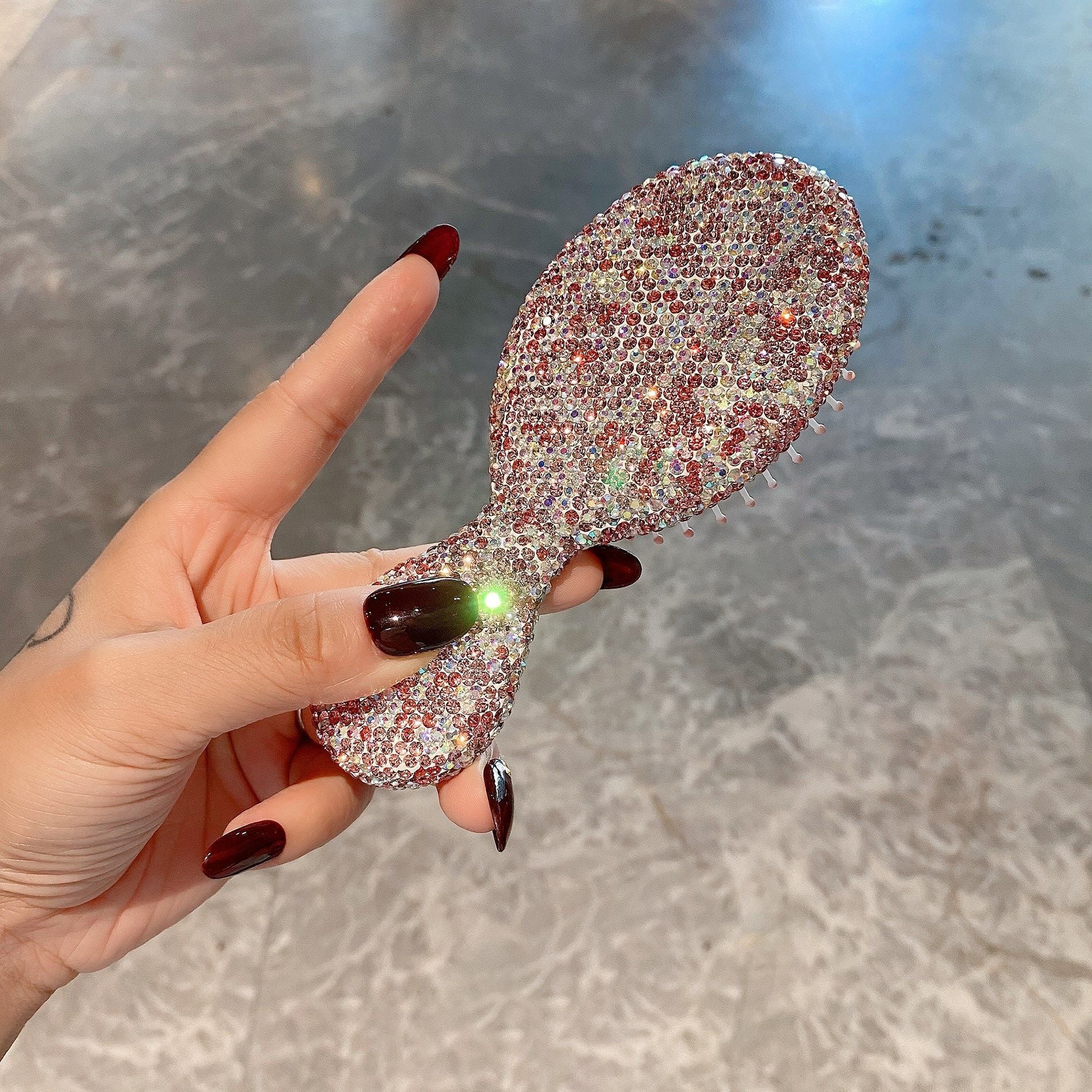Rhinestone Mini Cushion Comb Portable Hair Brush 6C5CB160