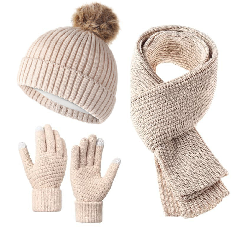 3-Piece Winter Warm Beanie Hat Scarf Gloves Set 6W6NSC87