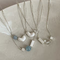 Danity Beaded Heart Square Charm Choker Necklace 6W6JNC446