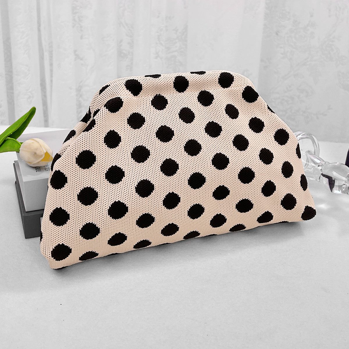 Polka Dot Color Block Evening Handbag 6W10BBG1877