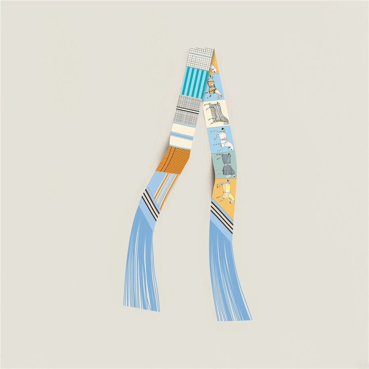 Simple Striped Print Tassel Silk Scarf 6W6NSI247