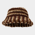 Casual Fluffy Color Contrast Warm Bucket Hat 6W6HAT531