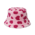 Trendy Heart Print Fluffy Plush Bucket Hat 6W6HAT808