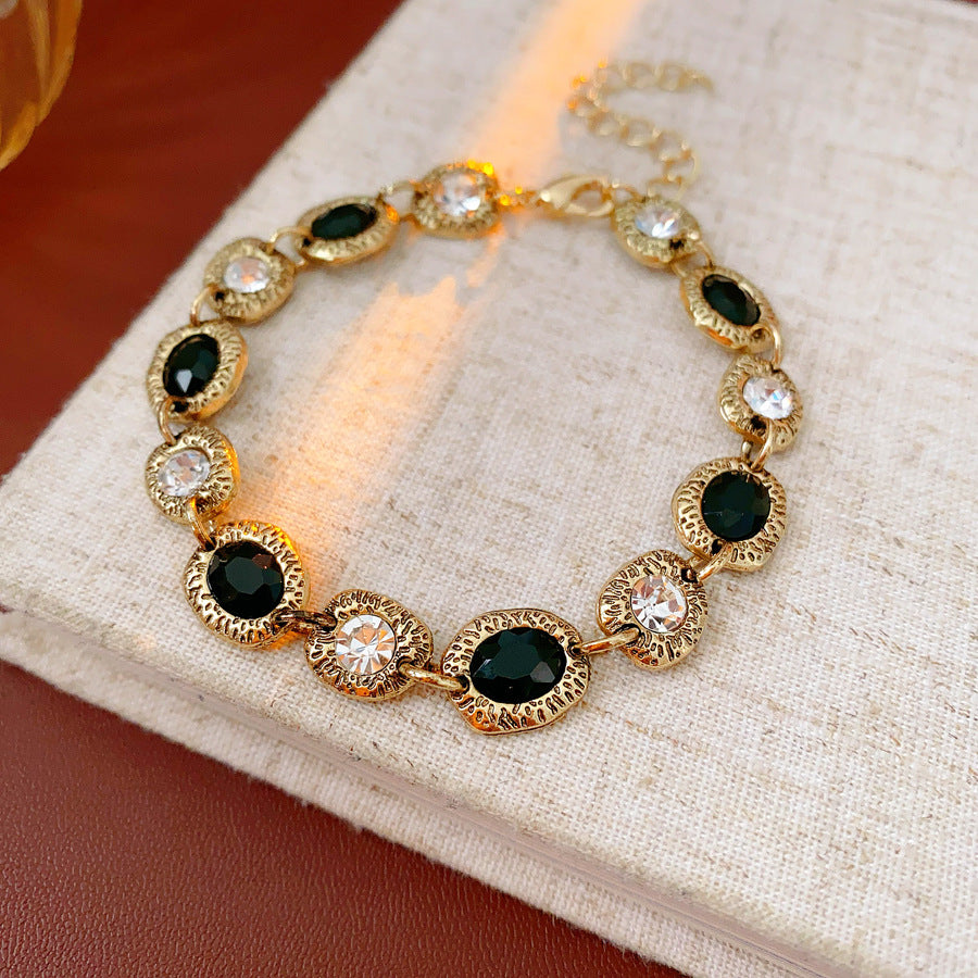Vintage Gold Plated Rhinestone Geometry Necklace 6W6JNC943