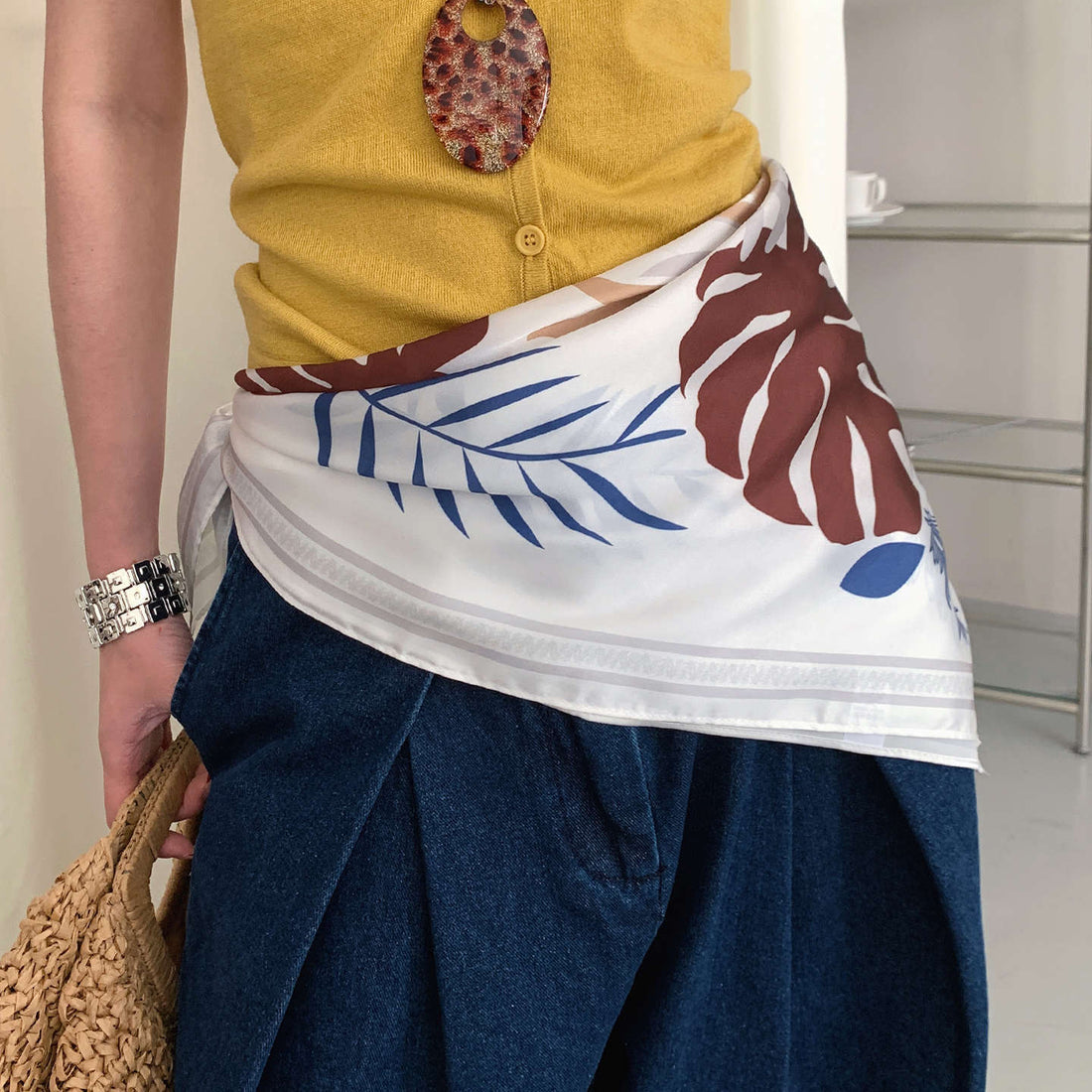 Stylish Leaf Print Soft Waist - DippedShop Wholesale - #6083