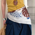 Stylish Leaf Print Soft Waist Belt Silk Scarf MK2BLW6W6NSI46