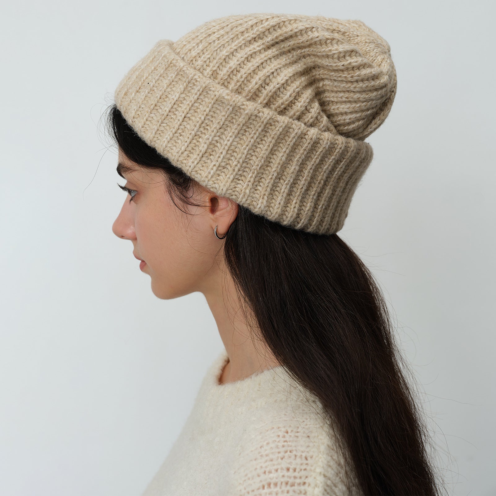 Minimalist Solid Wool Blend Warm Knit Beanie Hat 6W6HAT539