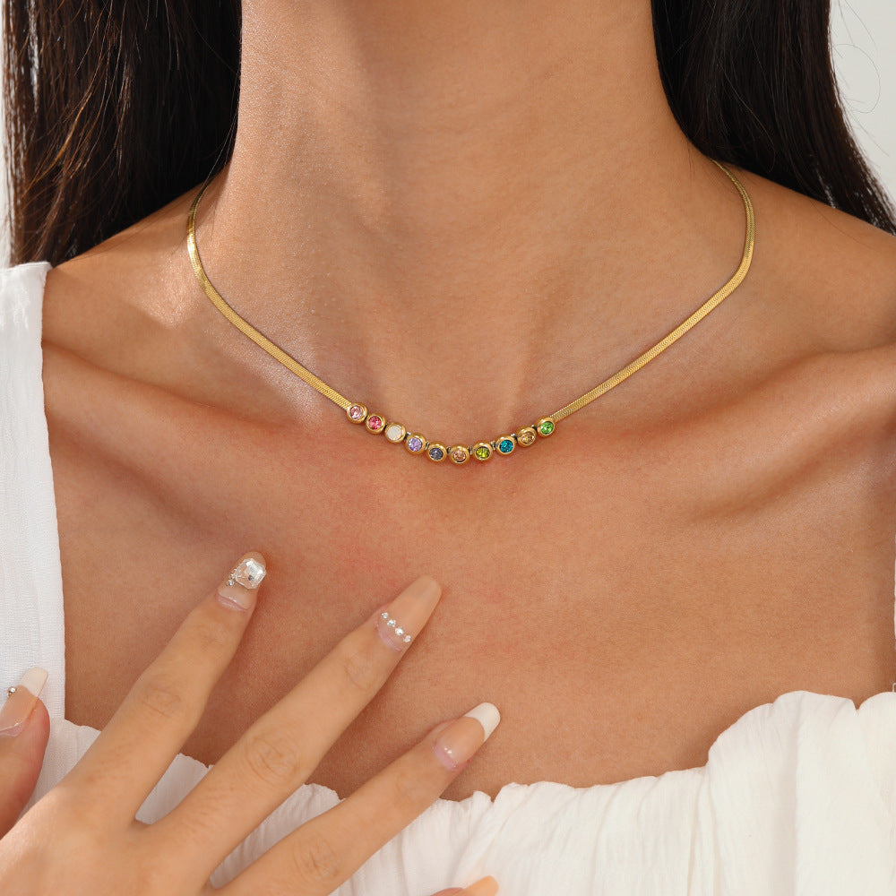 Minimalist Colorful Sparkling Rhinestones Choker Necklace 6W6JNC633