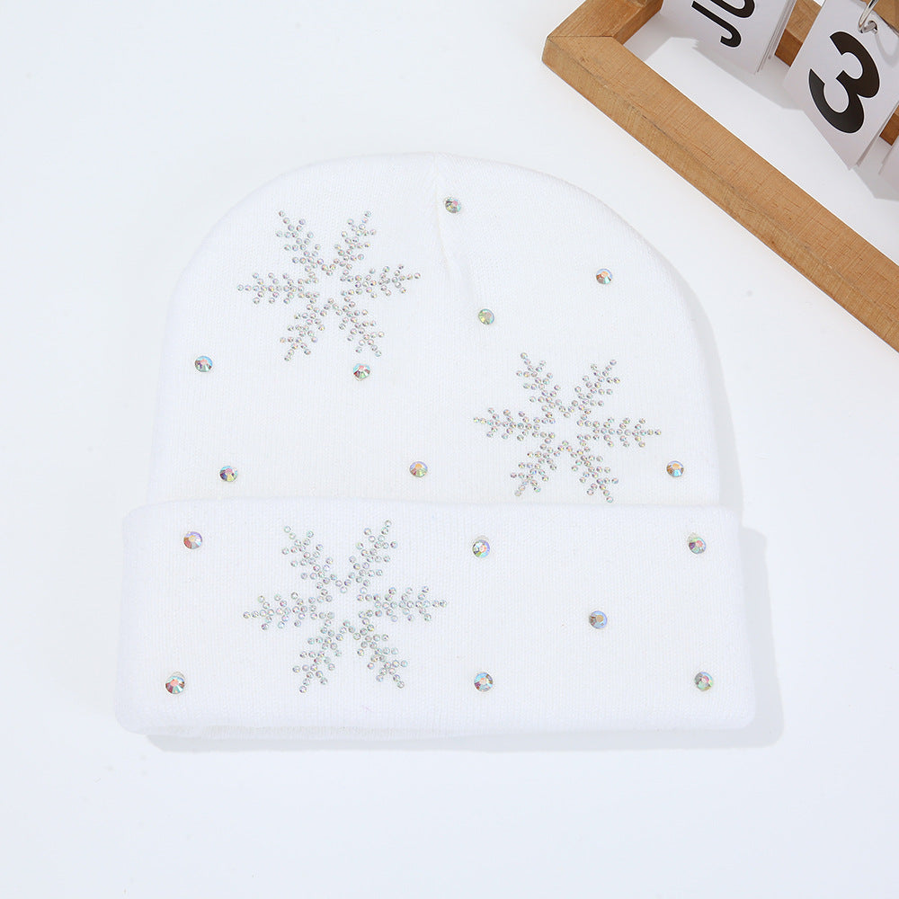 Rhinestone Snowflake Knit Beanie - DippedShop Wholesale - #4227