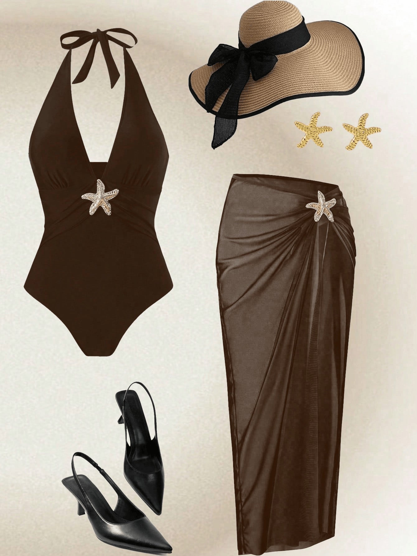 V-Neck Halter One Piece Swimwear - DippedShop Wholesale - #8227