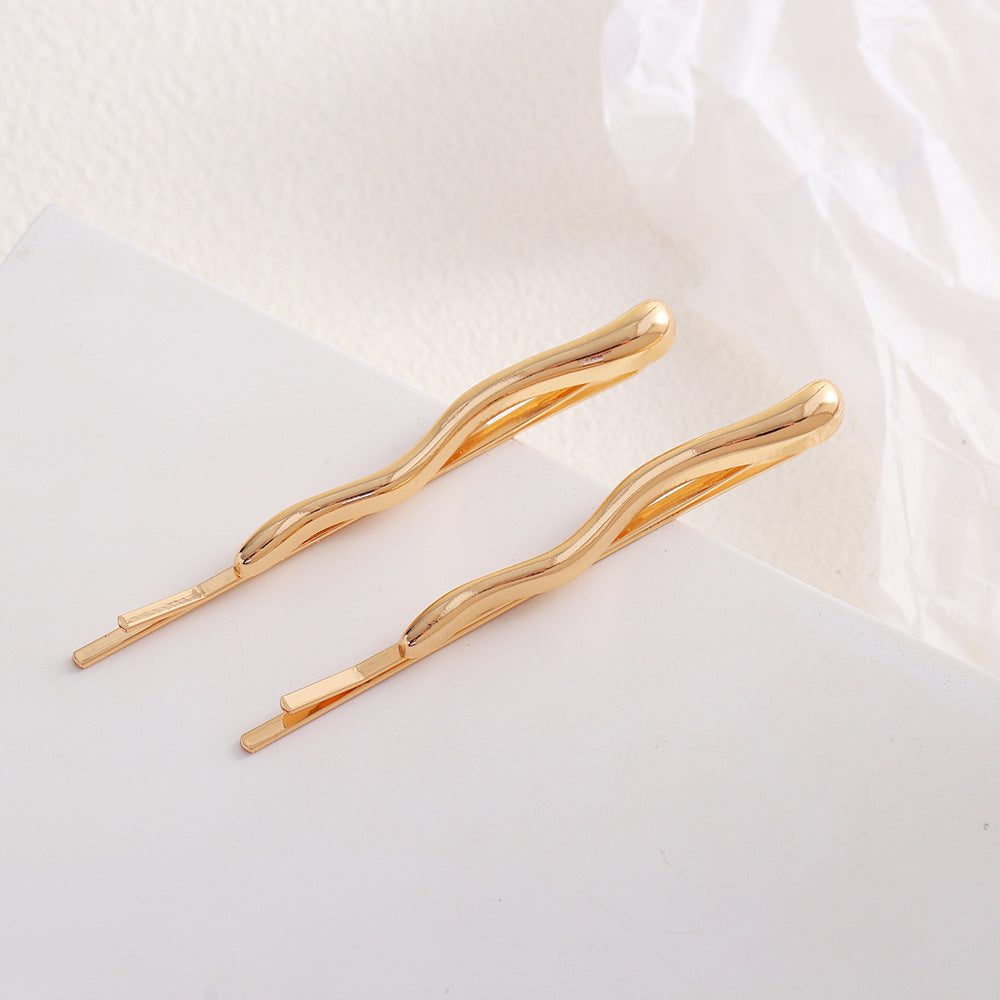 Elegant Gold Plated Geometric Metal Hair Clips MK2MBEP6W6HCP381