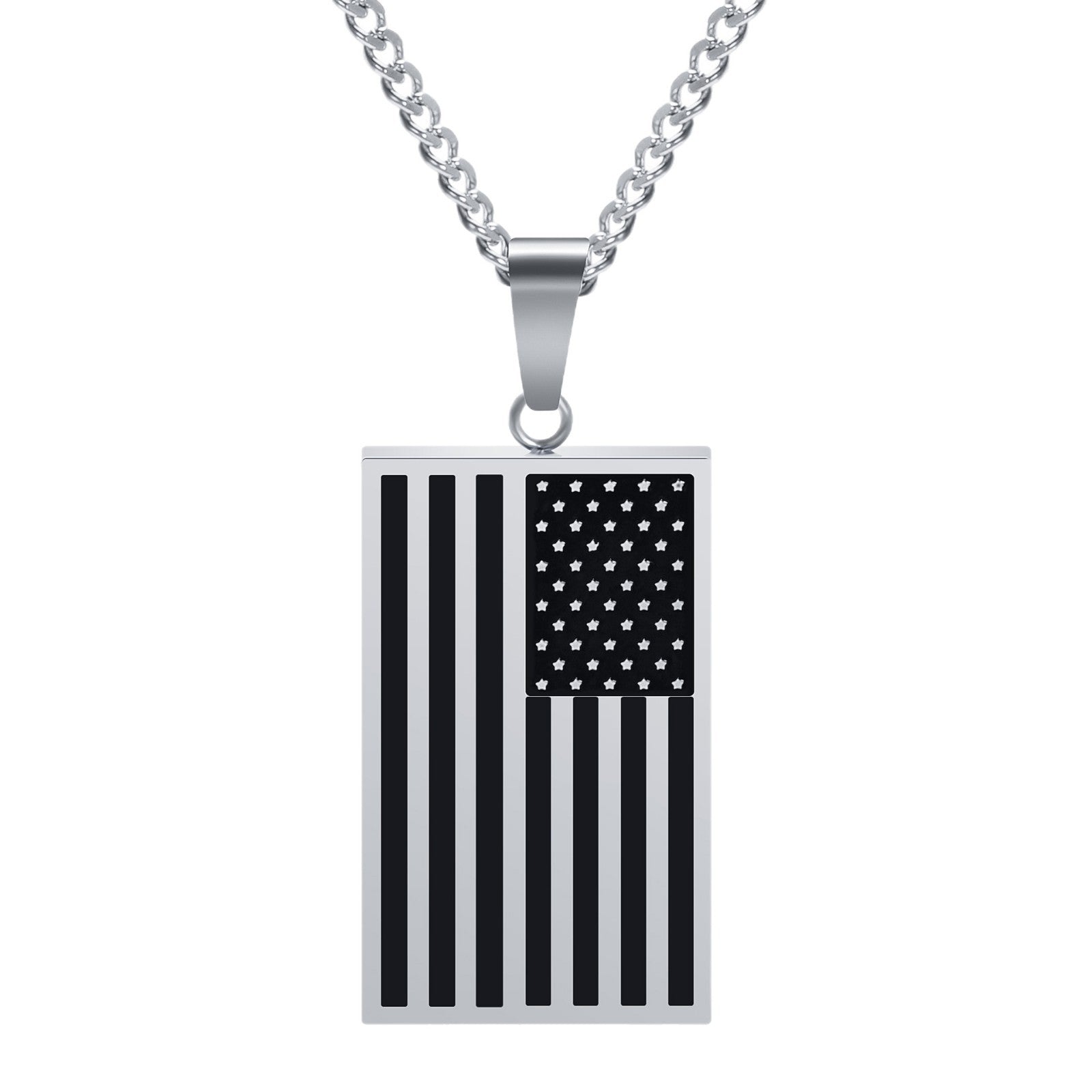 Retro American Flag Geometric Pendant Necklace 8ZA6JNC283T