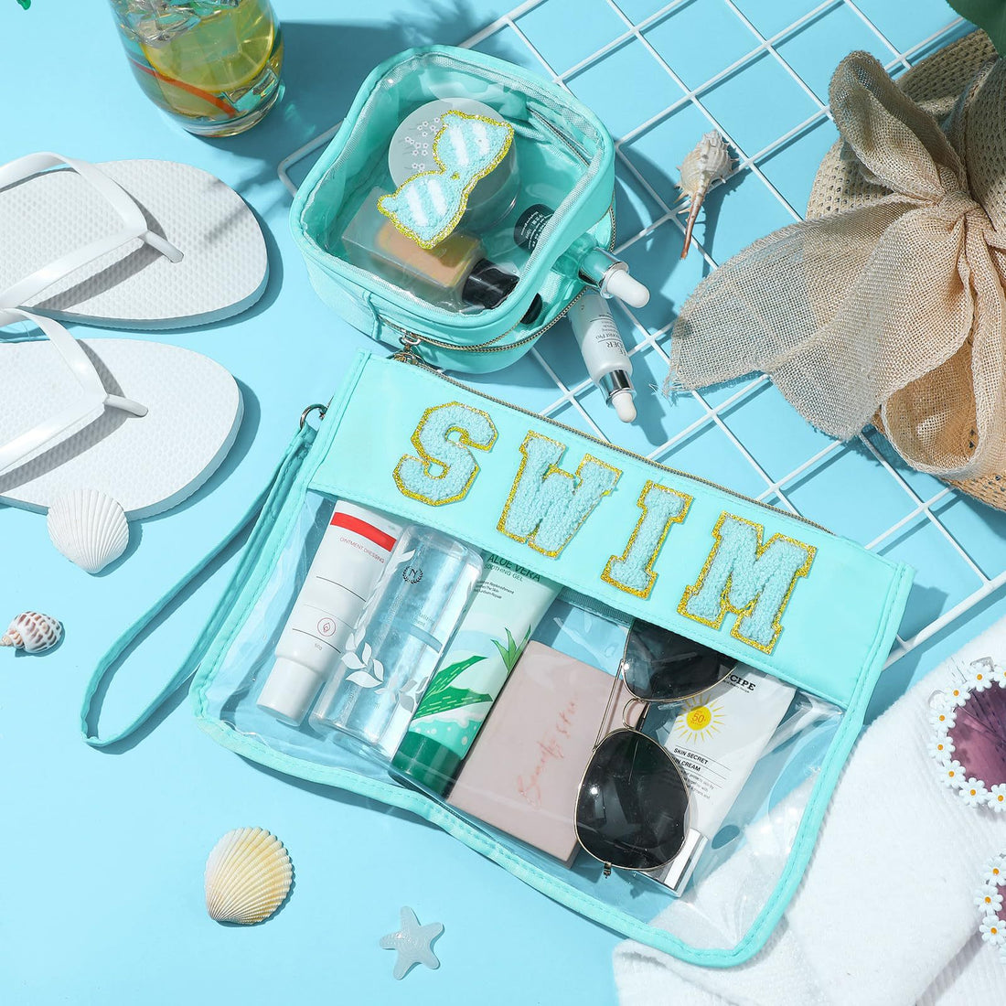 Stylish Transparency Letter Pattern Cosmetic Bag MK2BLW6C5CO20