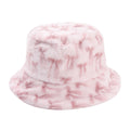 Fuzzy Plush Bow Knot Print Warm Bucket Hat 6W6HAT812