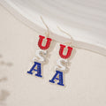 Hiphop USA Flag Love Heart Pendant Hook Earrings 8ZA6JER306L