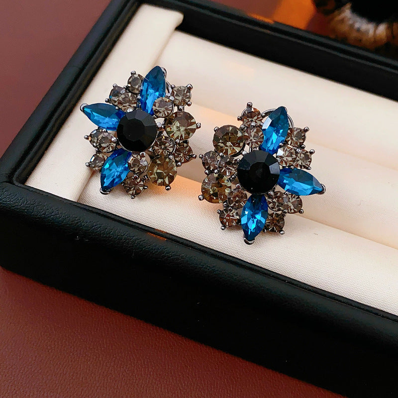 Gothic Crystal Flower Stud Earrings 6W6JER779