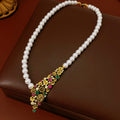 Retro Rhinestones Floral Pearl Chain Necklace 6W6JNC890