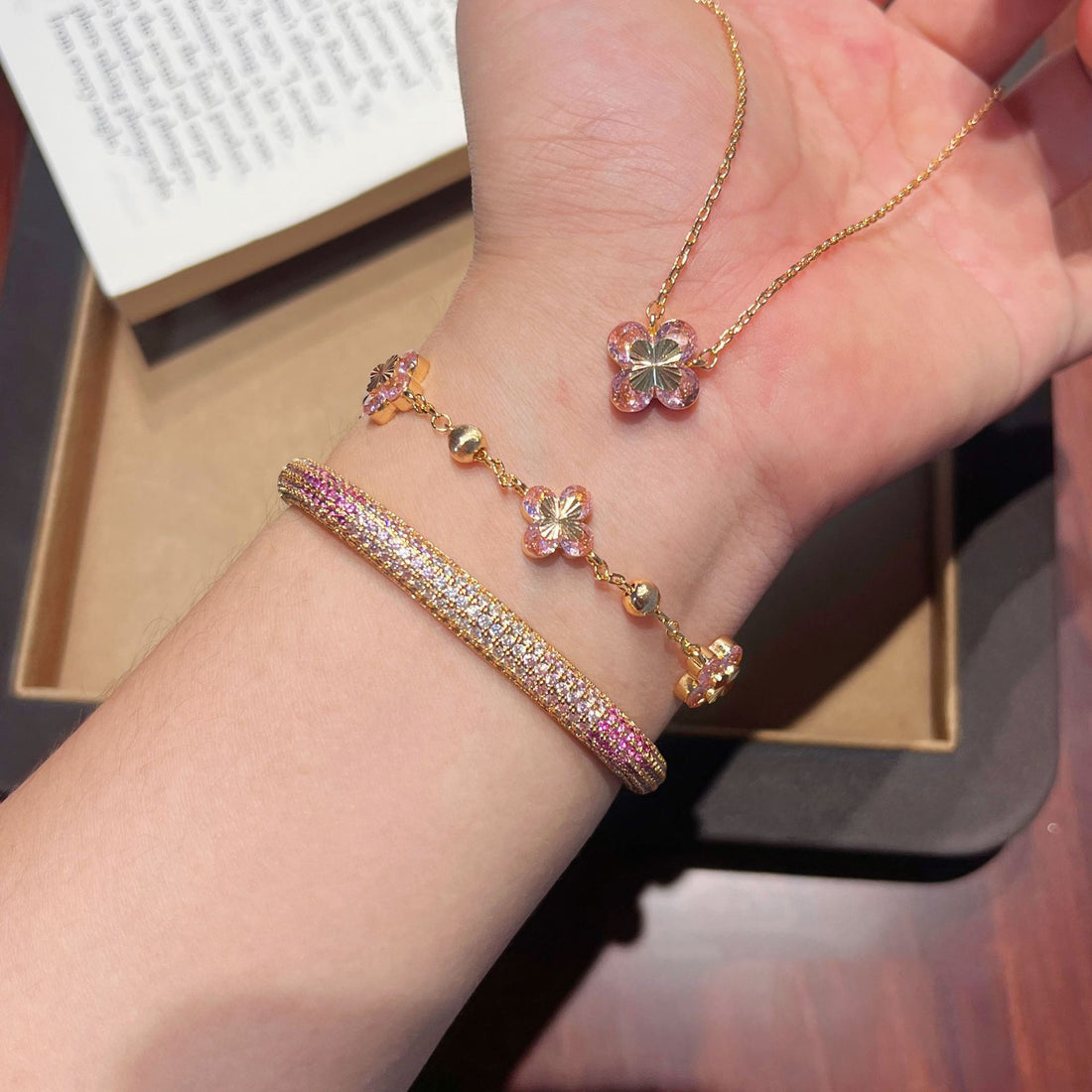 Cubic Zirconia Link Bracelet - DippedShop Wholesale - #6195
