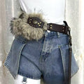Punk Style Fur Studded Wide Leather Belt 6W6JBT207