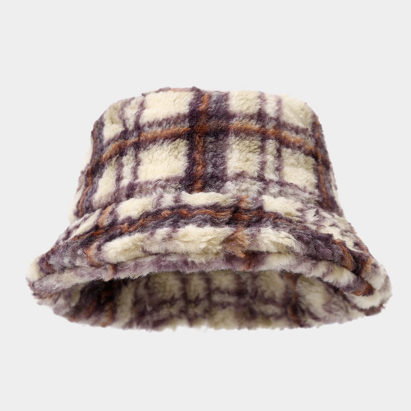 Casual Fluffy Color Contrast Warm Bucket Hat 6W6HAT531
