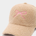 Fashion Bowknot Embroidery Lamb Wool Baseball Cap 6W6HAT526
