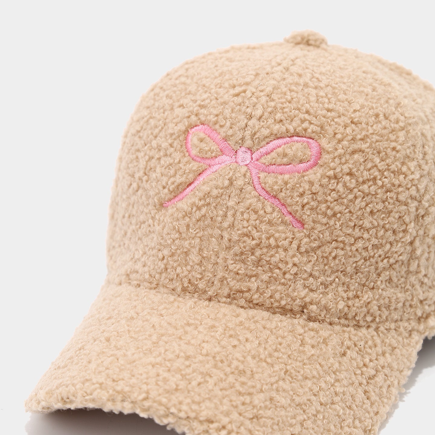 Fashion Bowknot Embroidery Lamb Wool Baseball Cap 6W6HAT526