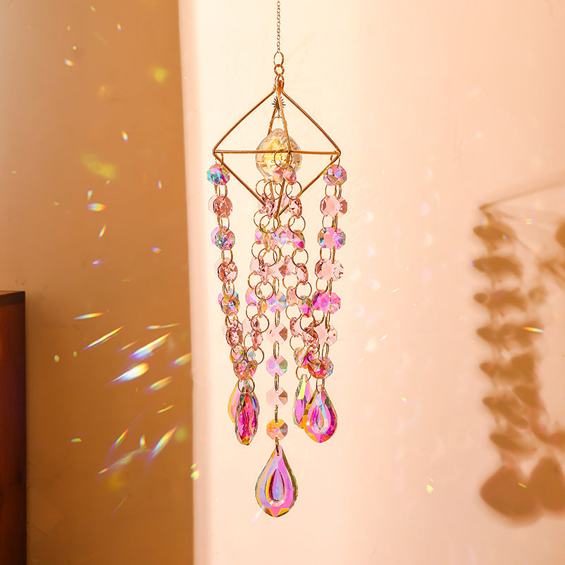 Geometric Frame Crystal Chain Tassel Hanging Suncatchers MK2CZAS6H7HLS67