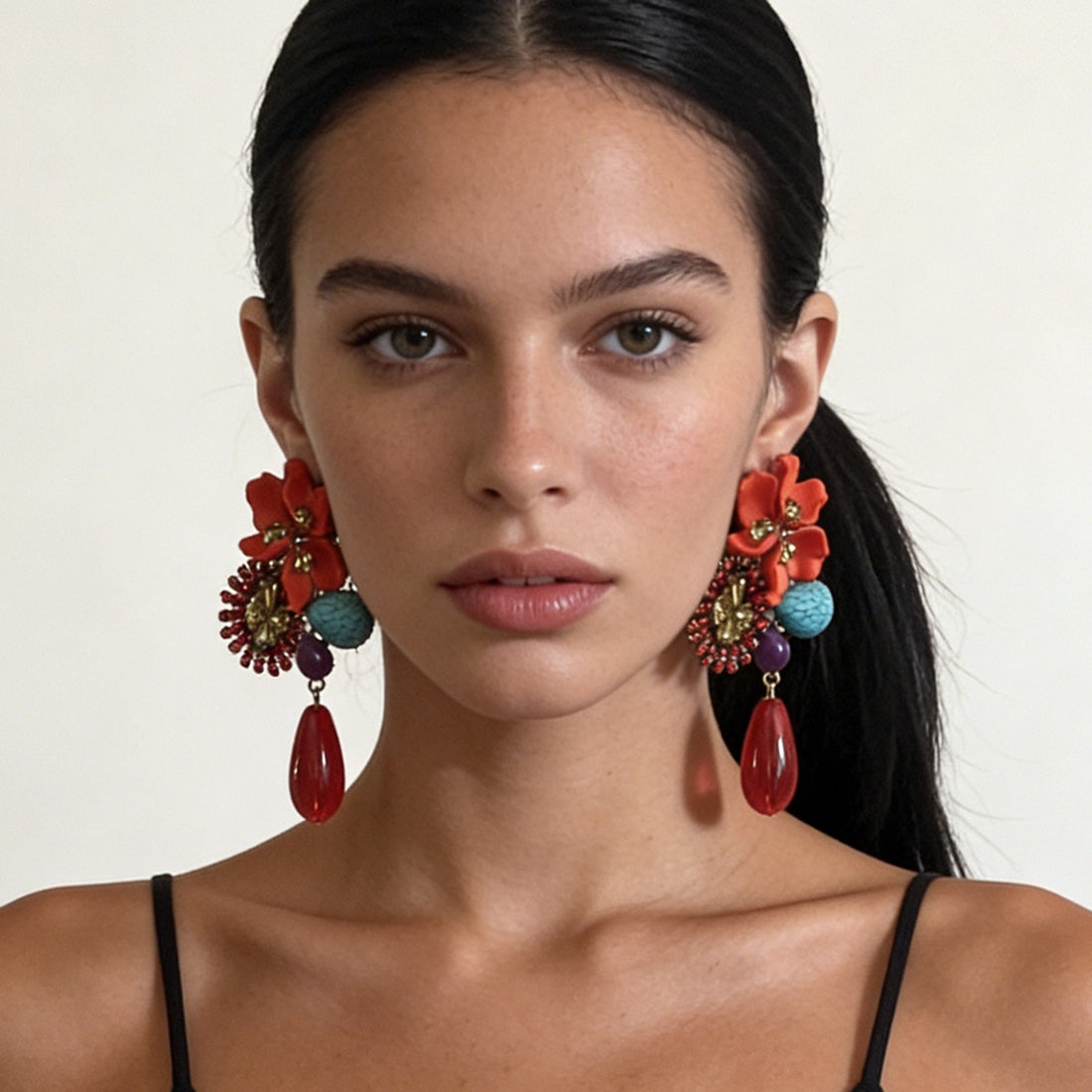 Resin Flower Teardrop Earrings - DippedShop Wholesale - #4563